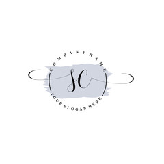 SC Initial handwriting logo vector. Hand lettering for designs.
