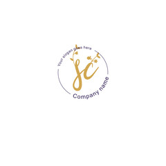 Initial letter SC beauty handwriting logo vector