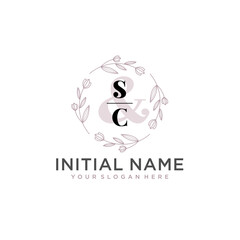Initial letter SC beauty handwriting logo vector