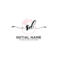 Initial letter SD beauty handwriting logo vector