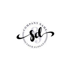 SD Initial handwriting logo vector. Hand lettering for designs.