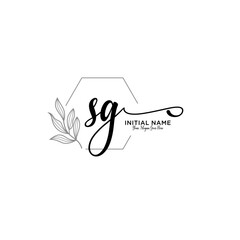 Initial letter SG beauty handwriting logo vector