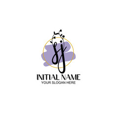 Initial letter SJ beauty handwriting logo vector