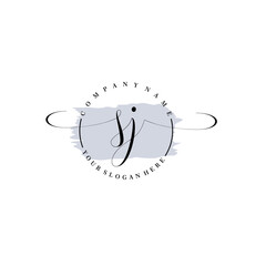 SJ Initial handwriting logo vector. Hand lettering for designs.