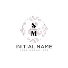 Initial letter SM beauty handwriting logo vector