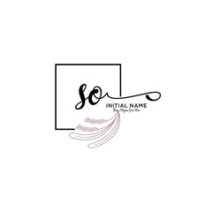 Initial letter SO beauty handwriting logo vector