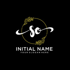 SO Initial handwriting logo vector. Hand lettering for designs.