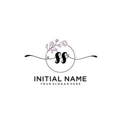 Initial letter SS beauty handwriting logo vector