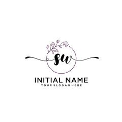 Initial letter SU beauty handwriting logo vector