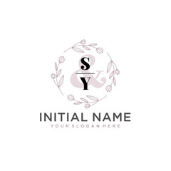 Initial letter SY beauty handwriting logo vector