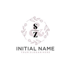 Initial letter SZ beauty handwriting logo vector