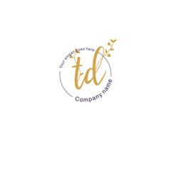 Initial letter TD beauty handwriting logo vector