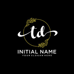 TD Initial handwriting logo vector. Hand lettering for designs.