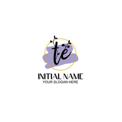 Initial letter TE beauty handwriting logo vector