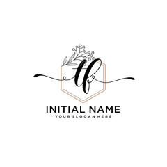 Initial letter TF beauty handwriting logo vector