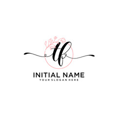 Initial letter TF beauty handwriting logo vector