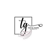 Initial letter TG beauty handwriting logo vector