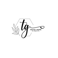 Initial letter TG beauty handwriting logo vector