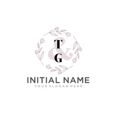 Initial letter TG beauty handwriting logo vector