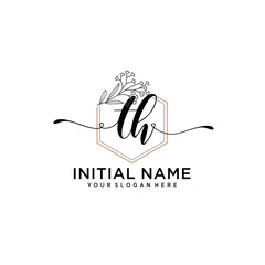 Initial letter TH beauty handwriting logo vector © Rensi