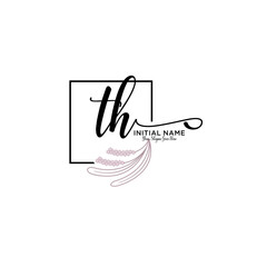 Initial letter TH beauty handwriting logo vector © Rensi
