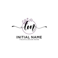 Initial letter TM beauty handwriting logo vector