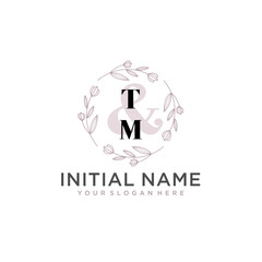 Initial letter TM beauty handwriting logo vector