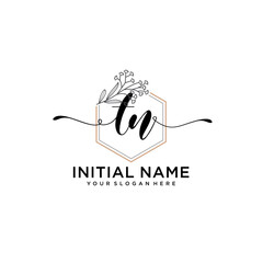 Initial letter TN beauty handwriting logo vector