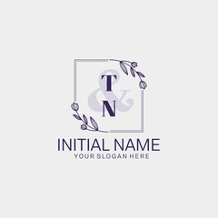 Initial letter TN beauty handwriting logo vector