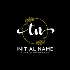 TN Initial handwriting logo vector. Hand lettering for designs.