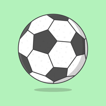 Football Ball Cartoon Vector Illustration. Soccer Ball Flat Icon Outline