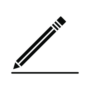 Continuous one line drawing a pencil icon color editable