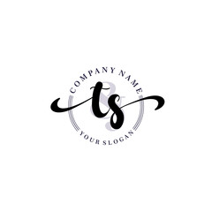 TS Initial handwriting logo vector. Hand lettering for designs.