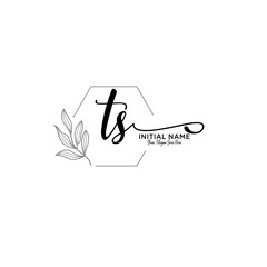 Initial letter TS beauty handwriting logo vector