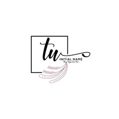 Initial letter TU beauty handwriting logo vector