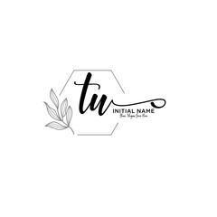 Initial letter TU beauty handwriting logo vector