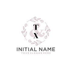 Initial letter TX beauty handwriting logo vector