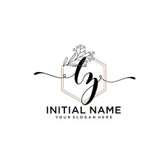 Initial letter TZ beauty handwriting logo vector