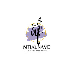 Initial letter UF beauty handwriting logo vector