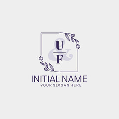 Initial letter UF beauty handwriting logo vector