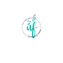 Initial letter UF beauty handwriting logo vector