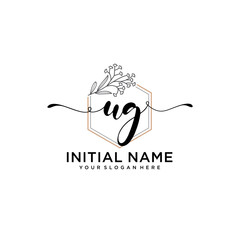 Initial letter UG beauty handwriting logo vector
