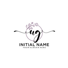 Initial letter UG beauty handwriting logo vector