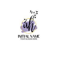 Initial letter UH beauty handwriting logo vector