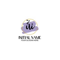 Initial letter UI beauty handwriting logo vector