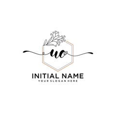 Initial letter UO beauty handwriting logo vector