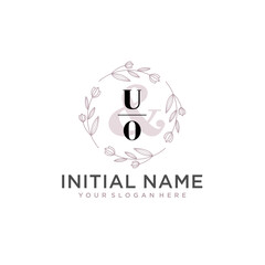 Initial letter UO beauty handwriting logo vector