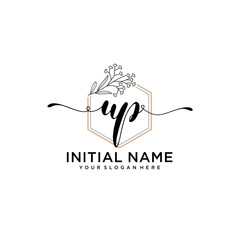 Initial letter UP beauty handwriting logo vector