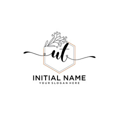 Initial letter UT beauty handwriting logo vector