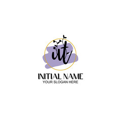 Initial letter UT beauty handwriting logo vector